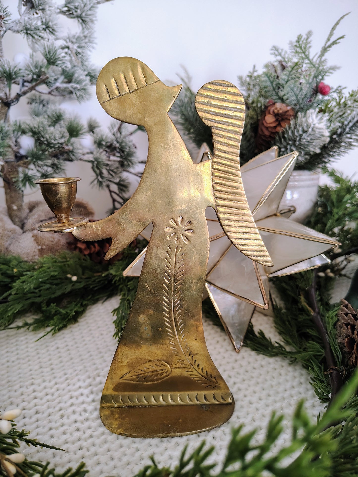 Vintage Brass Angel Candle Holder – Made in India Christmas