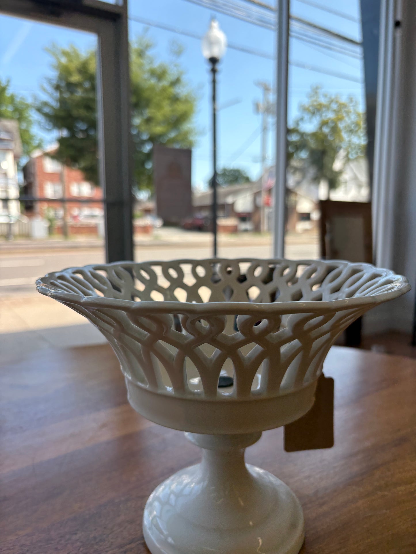 Antique Old Paris White Porcelain Compote – Reticulated Pedestal Bowl, 1800s