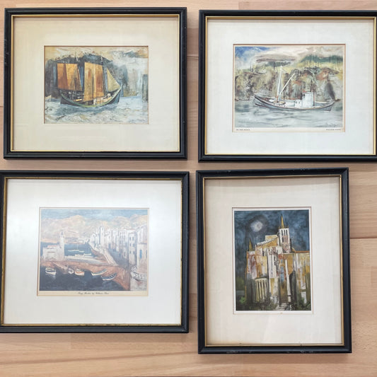 Set of 4 William Thon Framed Prints – Coastal & Architectural Scenes