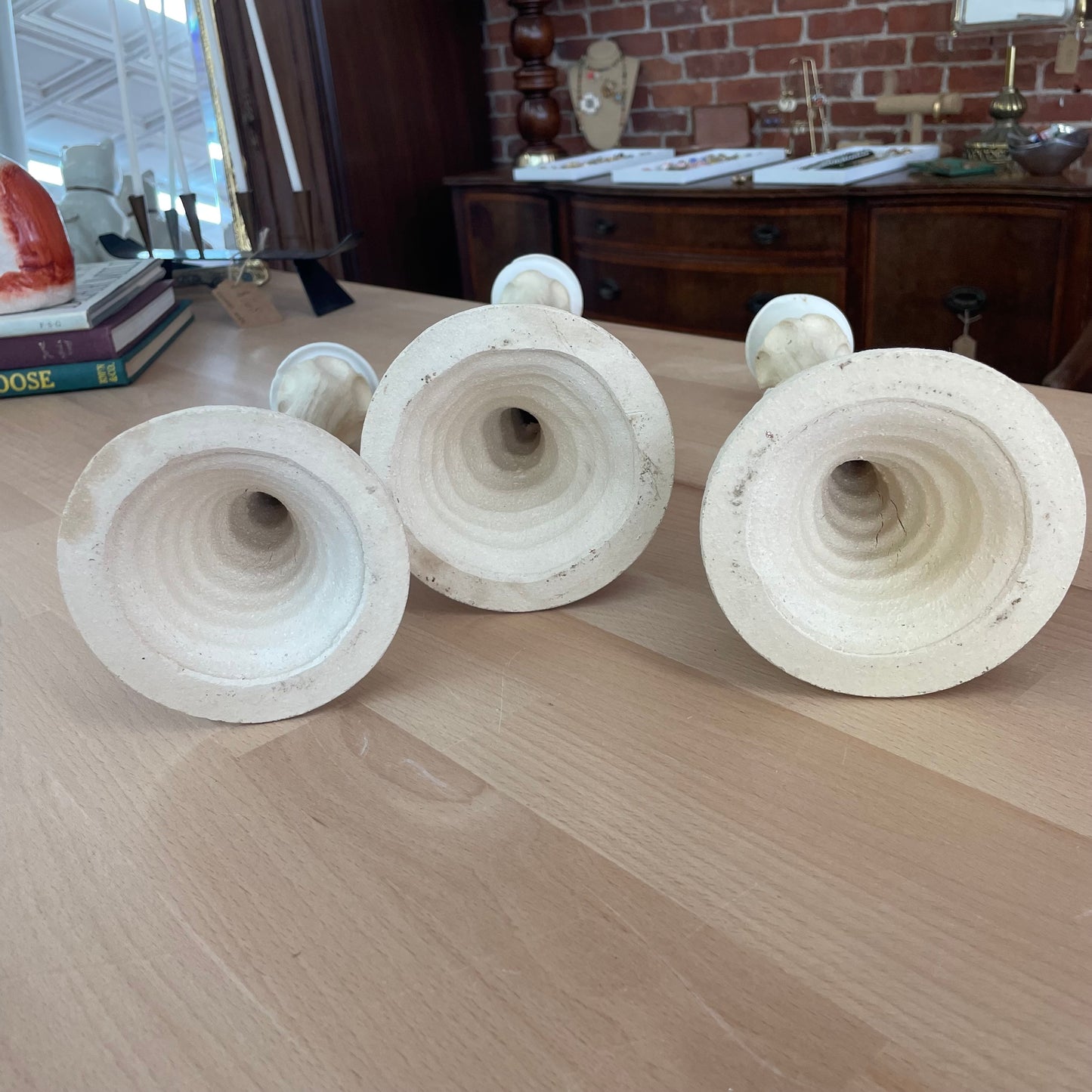 Whimsical Handmade Pottery Candlestick Trio | Sculptural Boho Candle Holders