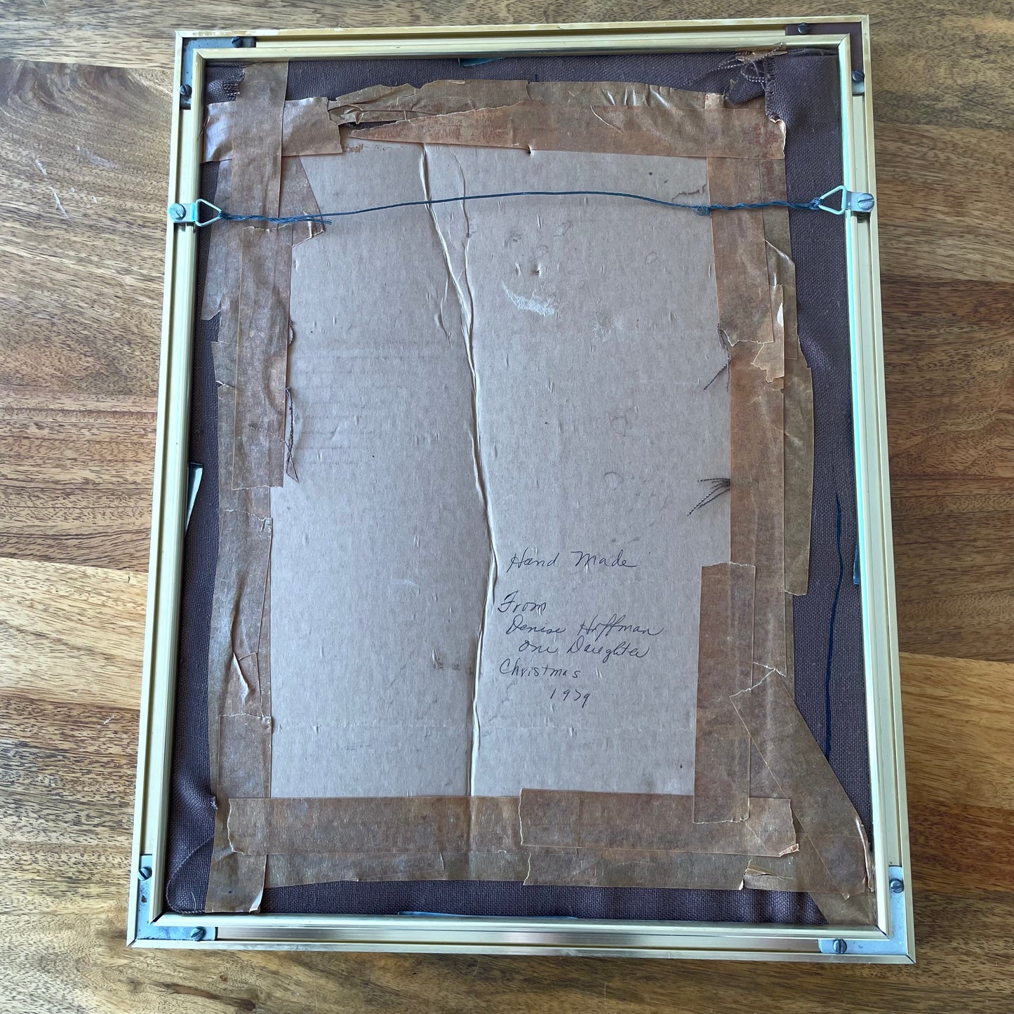 Vintage Still Life Needle Point in Gold Metal Frame, Cat at Tea Time Needlepoint, Embroidery Picture Frame, Table Lamp Crewel, Retro Crewel Art, Table for Tea with Staine c. 1970s Glass Light and Black Cat, Brown needlepoint of cat and table gold frame