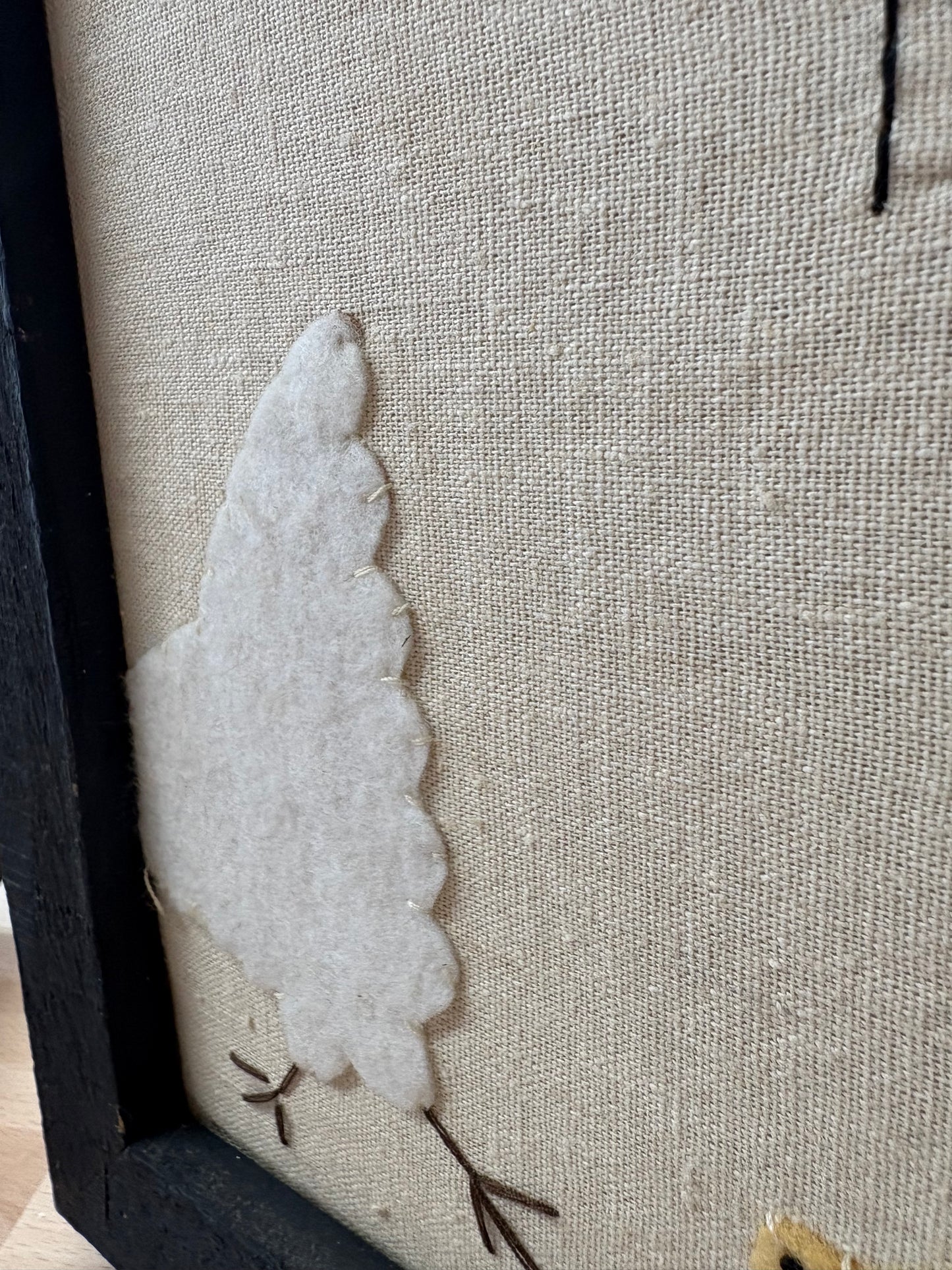 “Raising Kids” Chicken Embroidery – Framed Folk Art Quote with Felt Appliqué