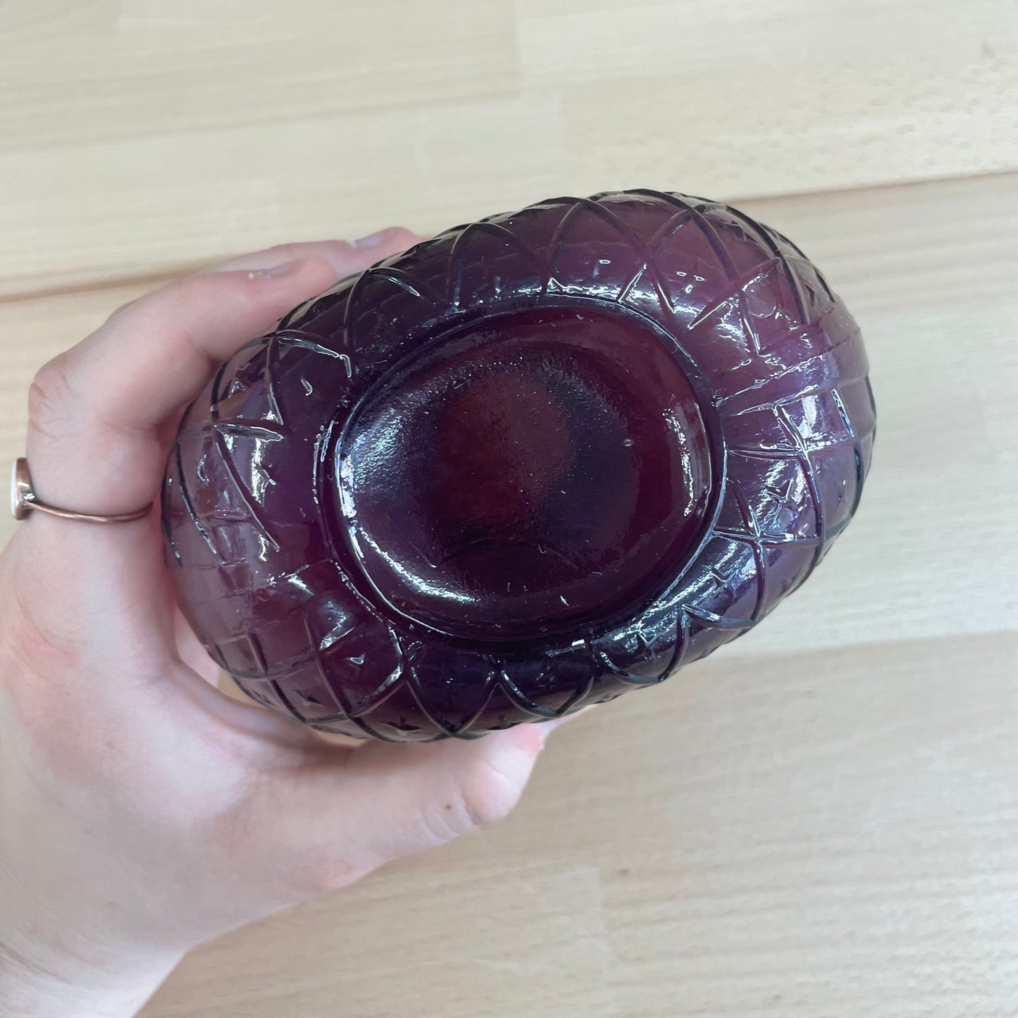 Clevenger Brothers Amethyst Diamond Pattern Handblown Glass Vase
