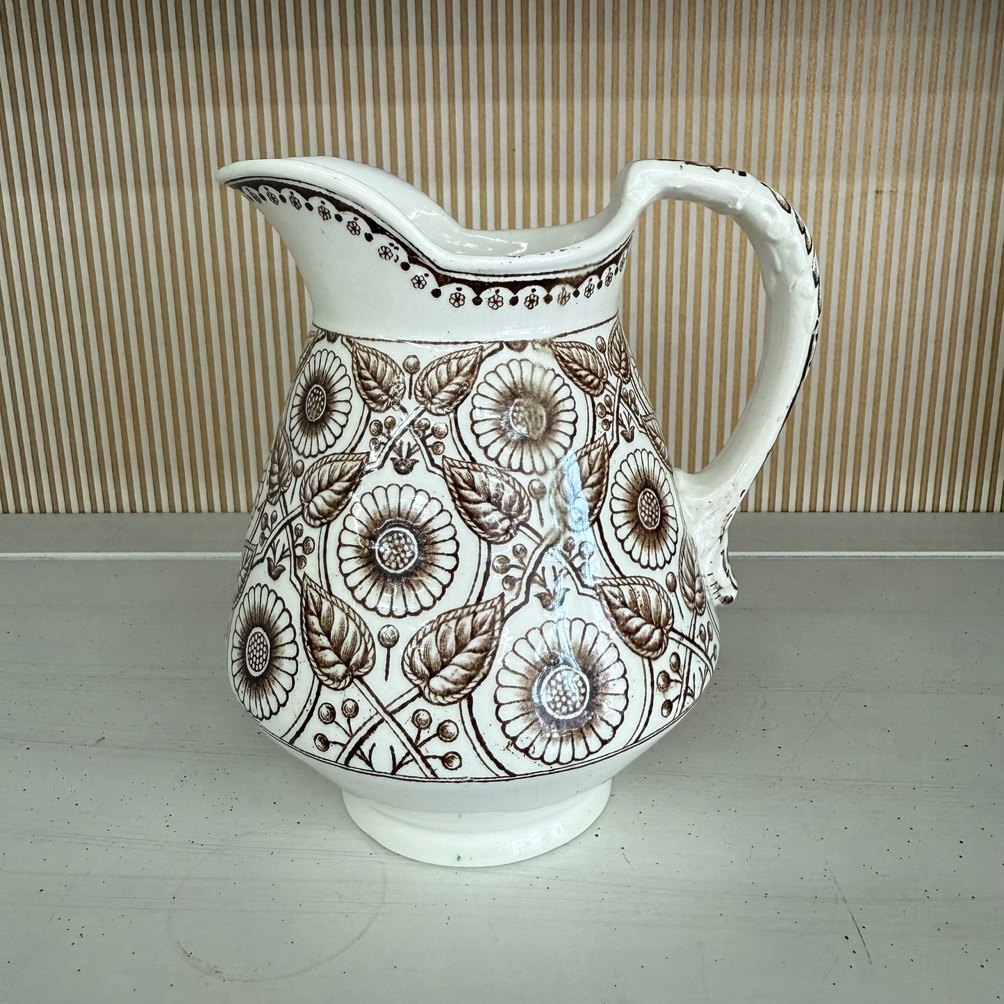 Vintage 1940s Old Hall England Earthenware Pitcher – Cream Glaze Ceramic Jug
