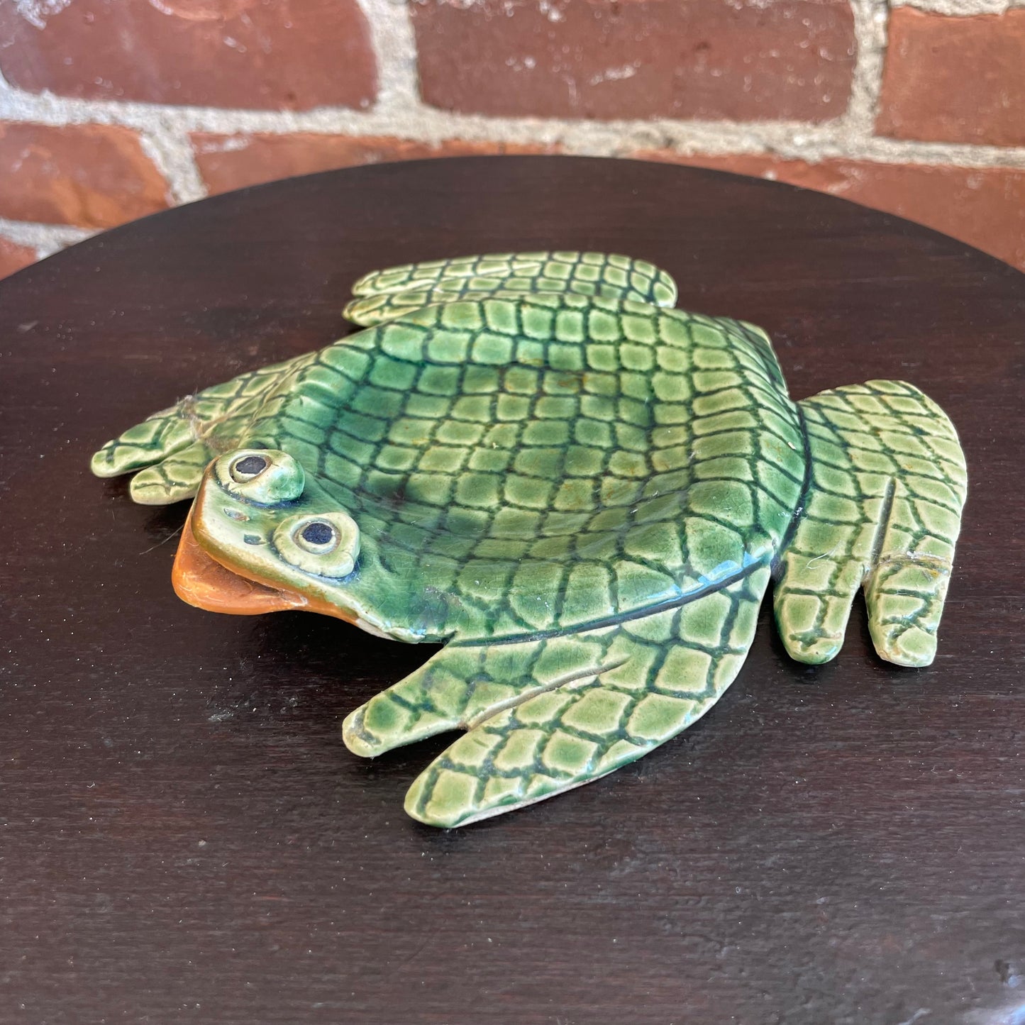 1970s Handmade Ceramic Frog Ashtray by Lawson – Signed & Repaired