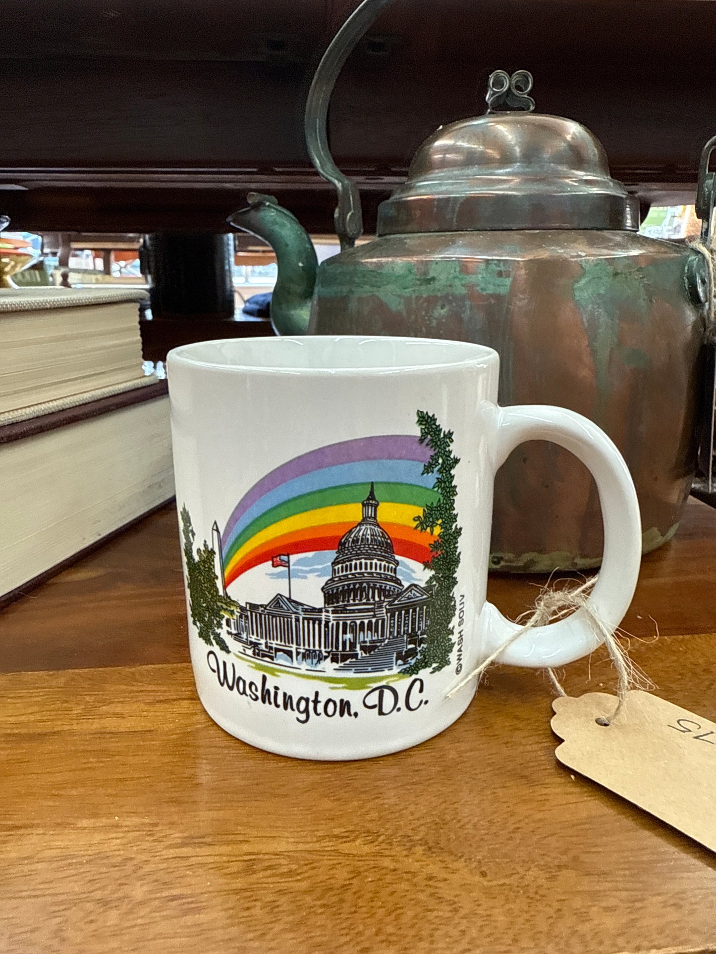 1990s Washington DC rainbow mug