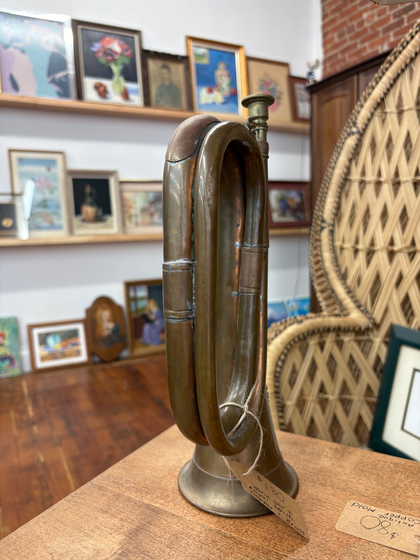 WWI Antique Royal Welsh Fusiliers Bugle – Copper & Brass “23” Regimental Horn, 12″