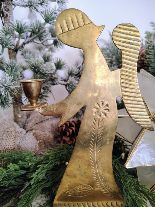 Vintage Brass Angel Candle Holder – Made in India Christmas