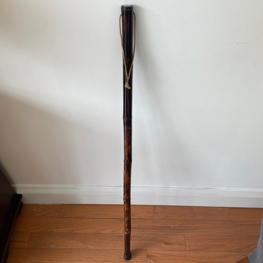 Flute Walking Stick with Compass – 4 ft, Hand-Carved Wood