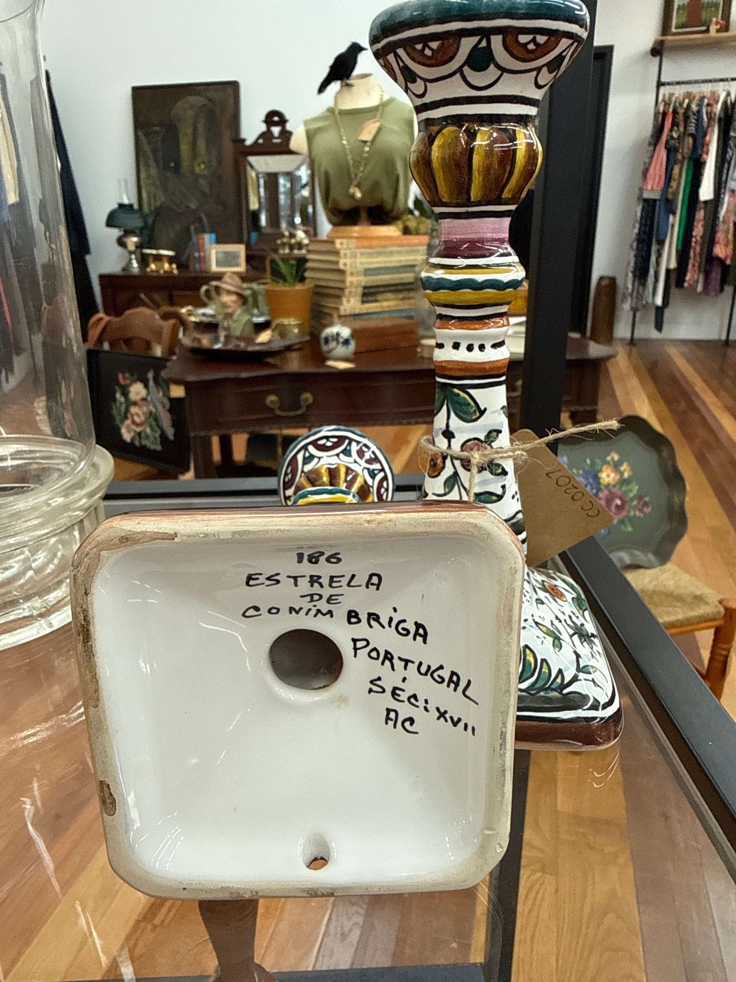 Hand-Painted Portuguese Ceramic Candle Holders — Folk Floral, Made in Portugal – photo 3 of 3