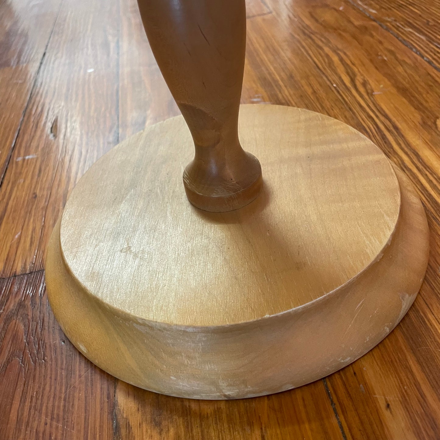 Vintage Hand-Painted Mannequin Bust – Upper Torso with Wooden Stand