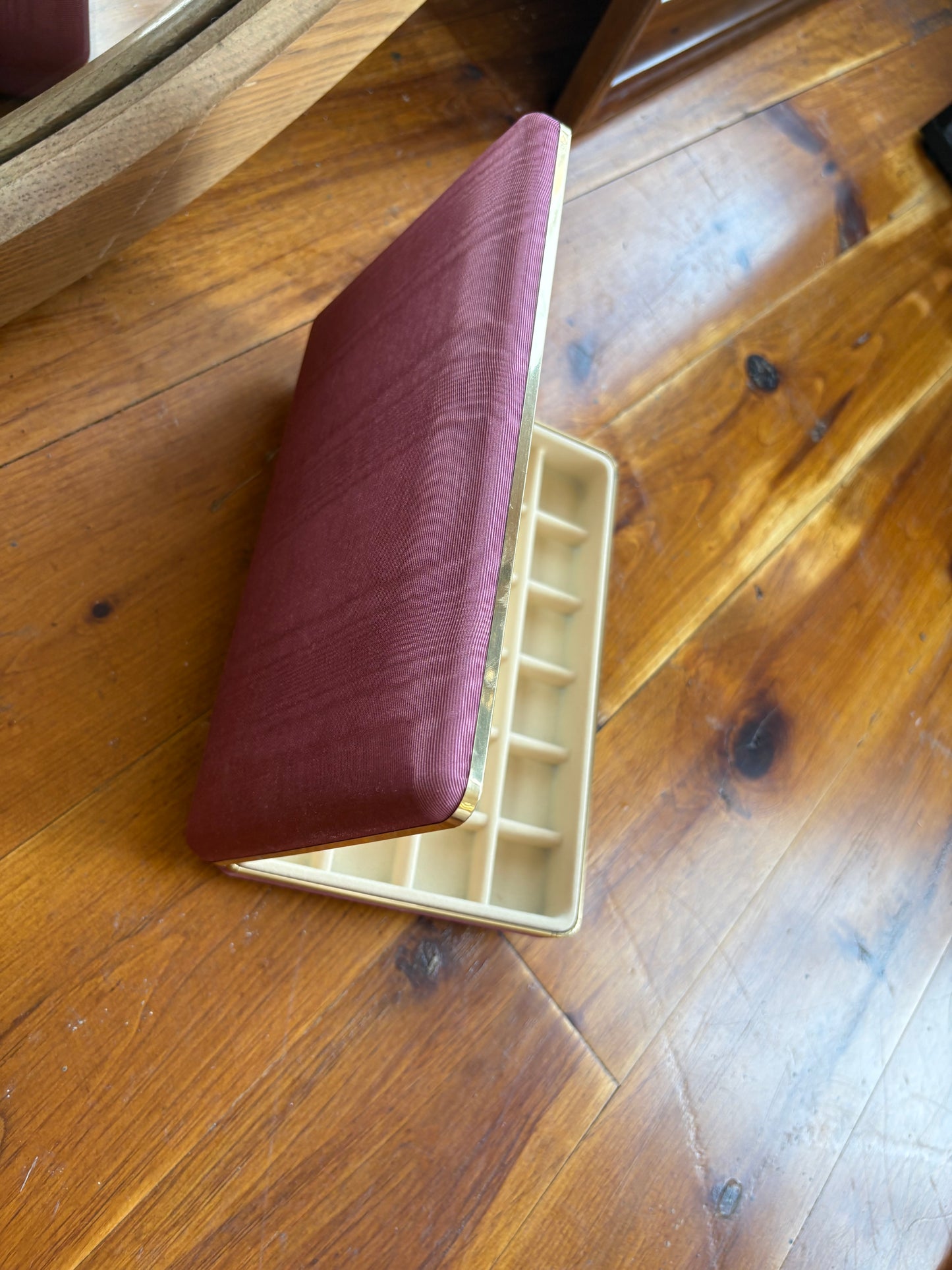 Purple Satin Jewelry Case with Mirror and 24 Compartments