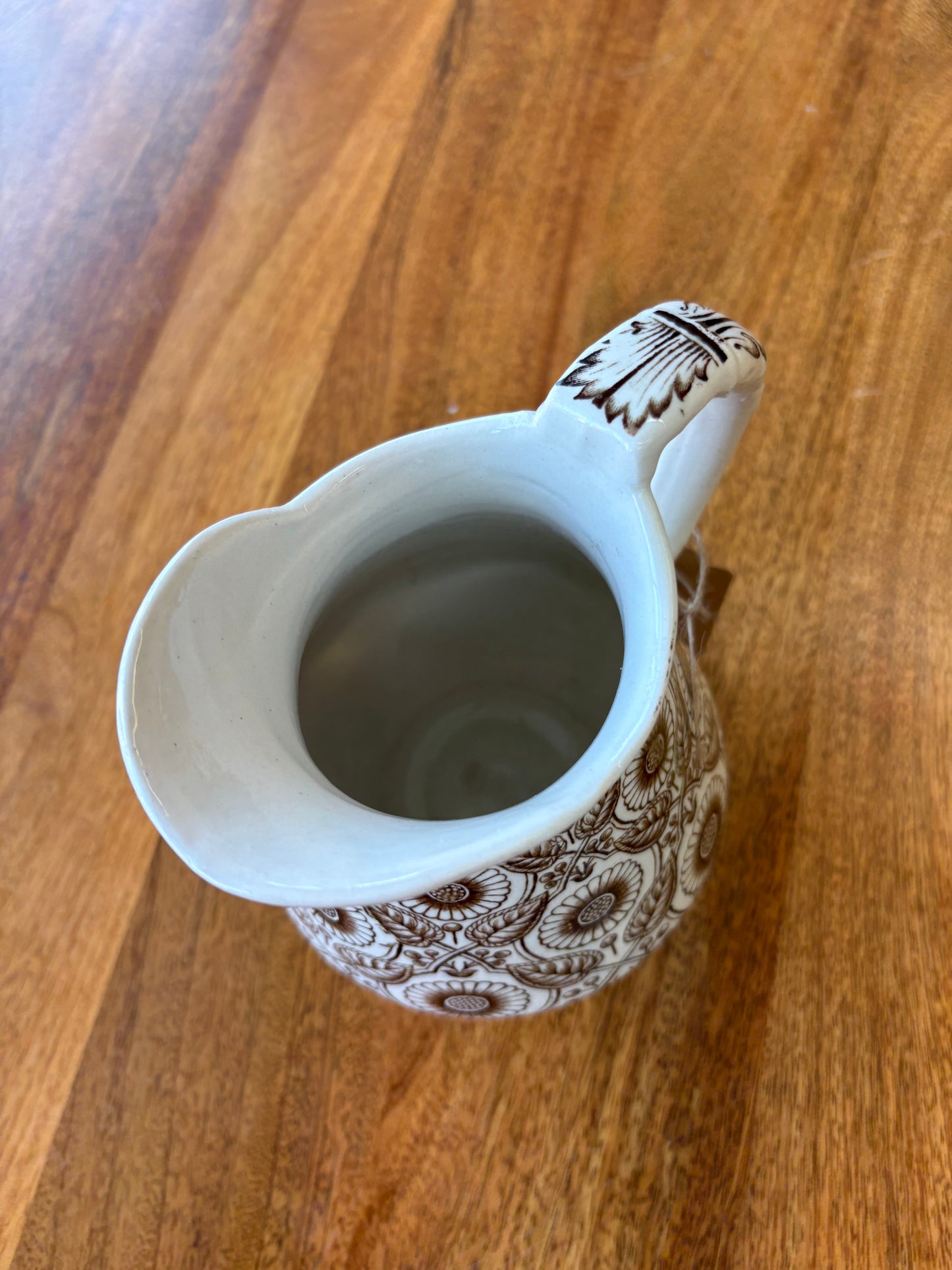 Vintage 1940s Old Hall England Earthenware Pitcher – Cream Glaze Ceramic Jug