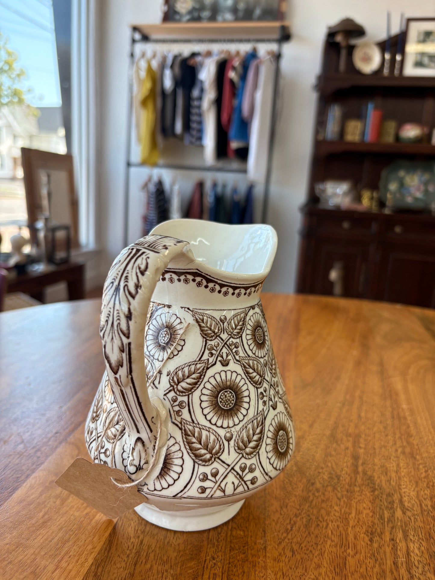 Vintage 1940s Old Hall England Earthenware Pitcher – Cream Glaze Ceramic Jug