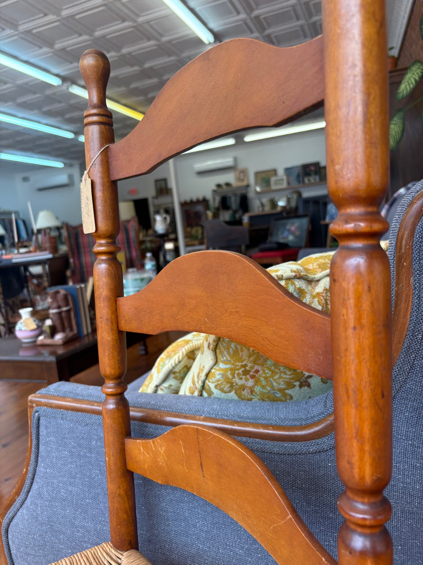 Vintage Ladder Back Chair with Rush Seat – Classic Country Charm