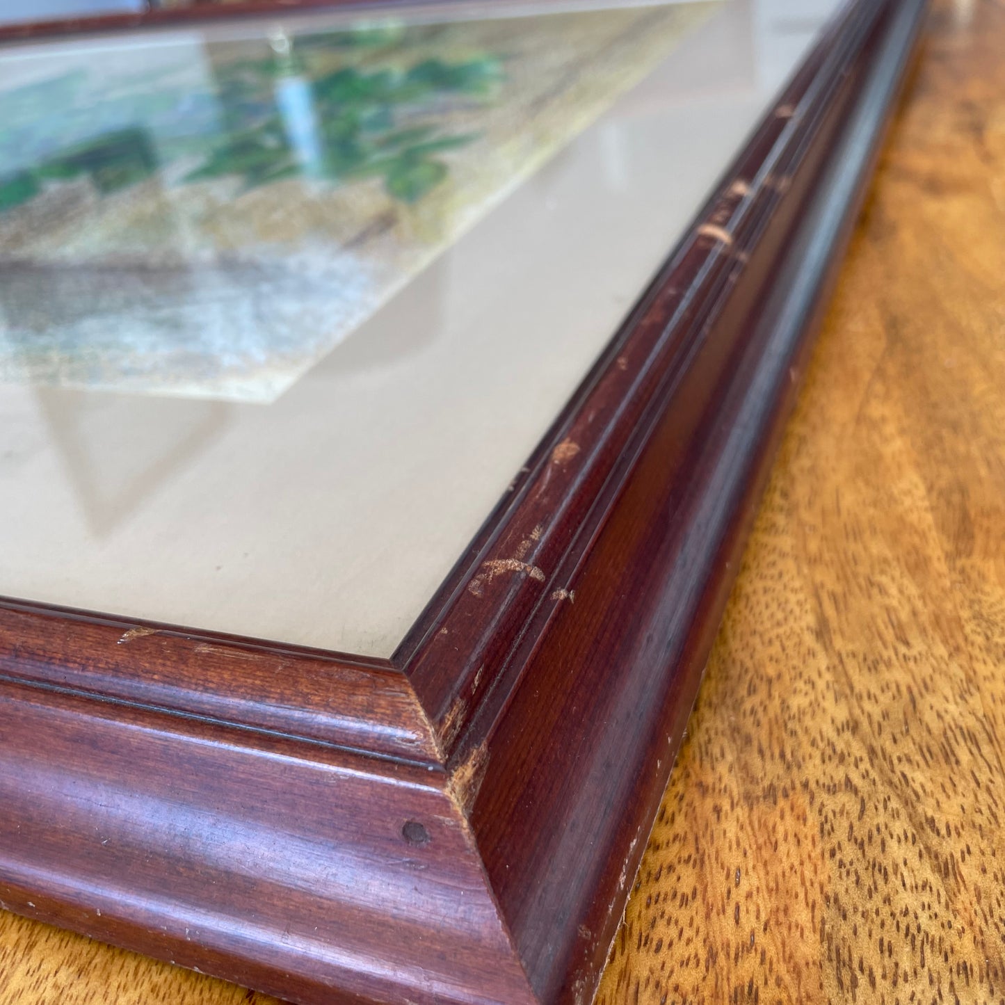 Pastel Still Life by Edith Austin – 1968 Signed, Framed Artwork of Greenery in Blue Vase