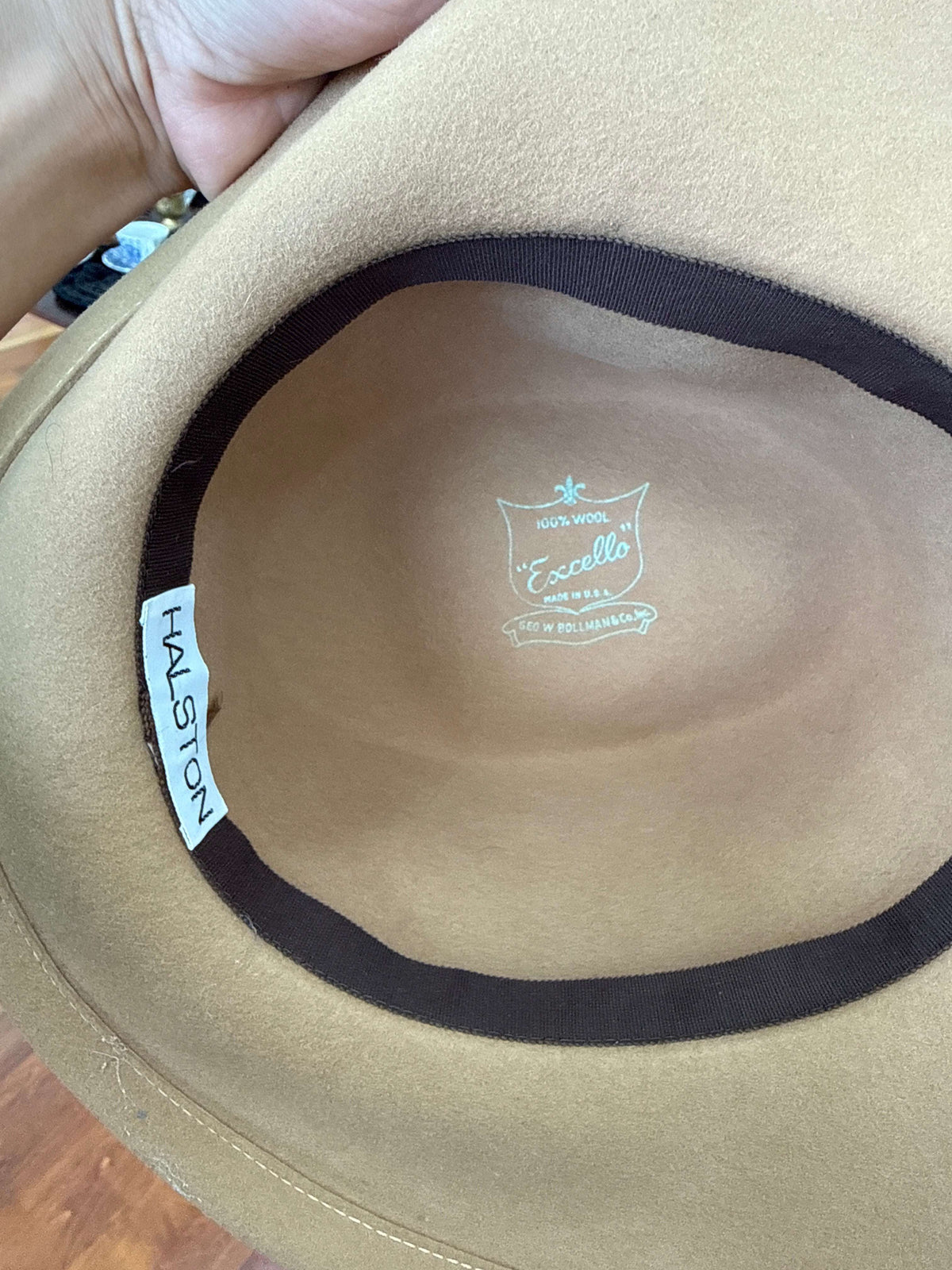 Halston Wool Fedora — Tan/Camel, Grosgrain Band, c. 1970s – photo 2 of 2