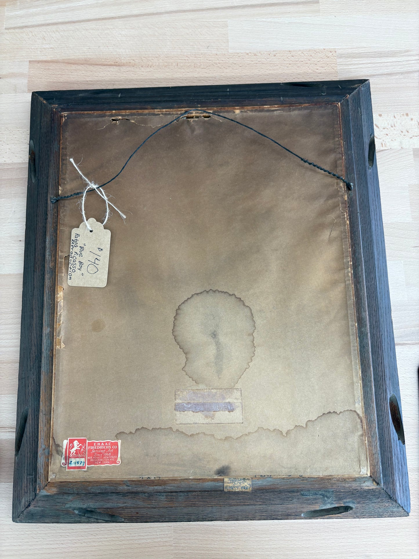 “Blue Boy” After Picasso – Framed Blue-Period Portrait Painting, 18" x 15"