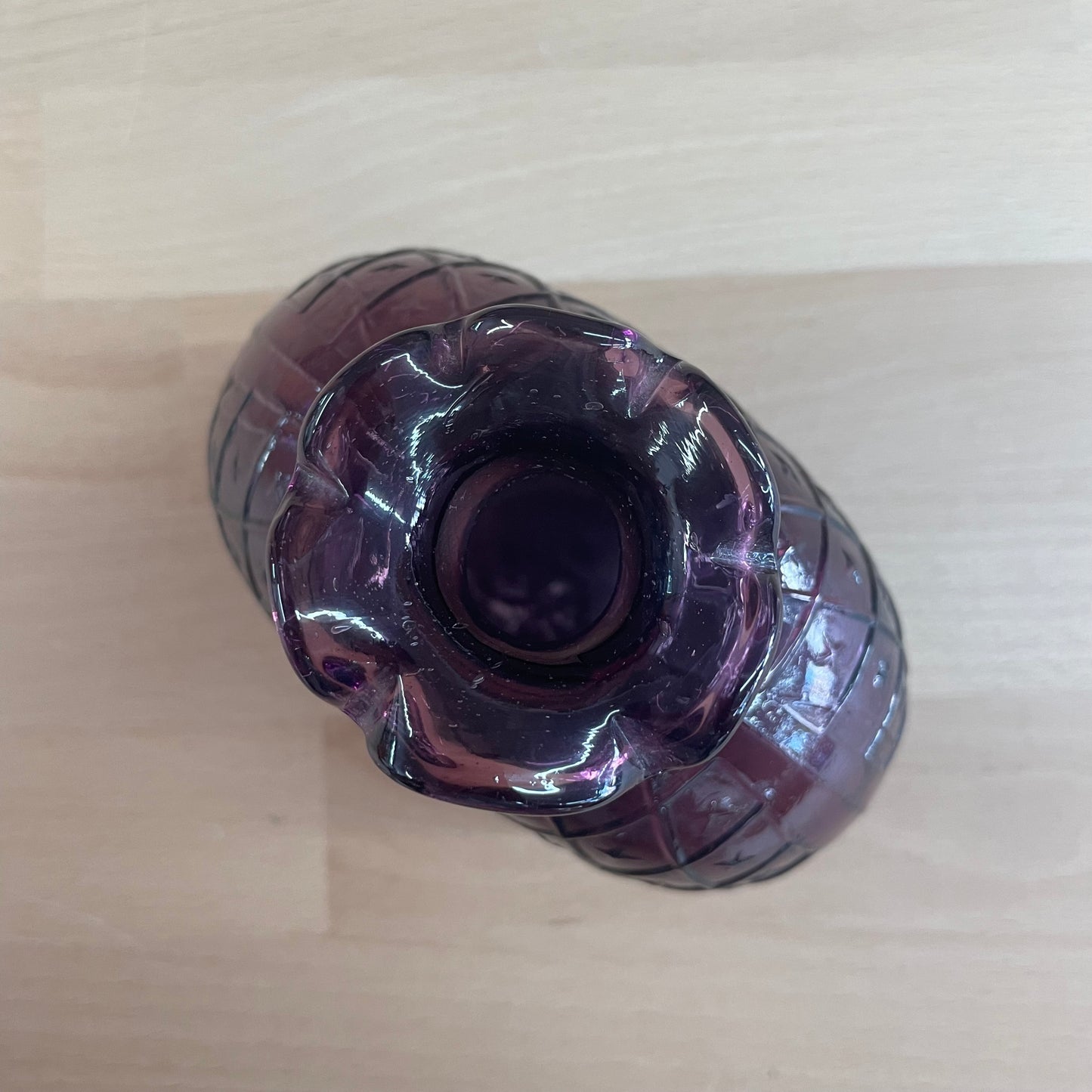 Clevenger Brothers Amethyst Diamond Pattern Handblown Glass Vase