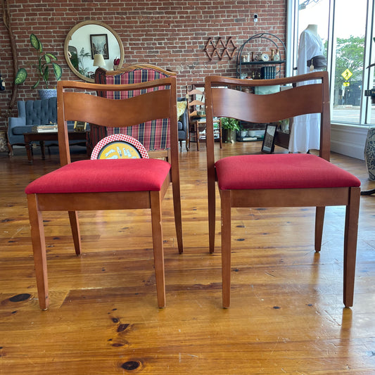 Knoll Studios Jens Risom Side Chairs (Pair) – Red Wool Seats, Mid-Century Icons
