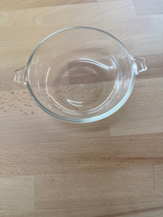 Small Vintage Pyrex Clear Glass Dish with Handles – 5.5” Diameter