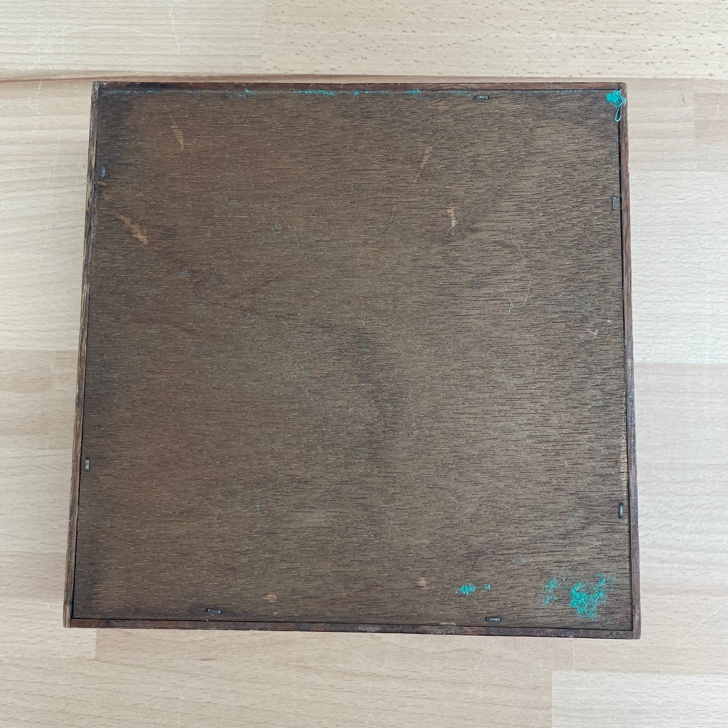 Antique Apex Wood & Leather Jewelry Box with Diamond Inset Design