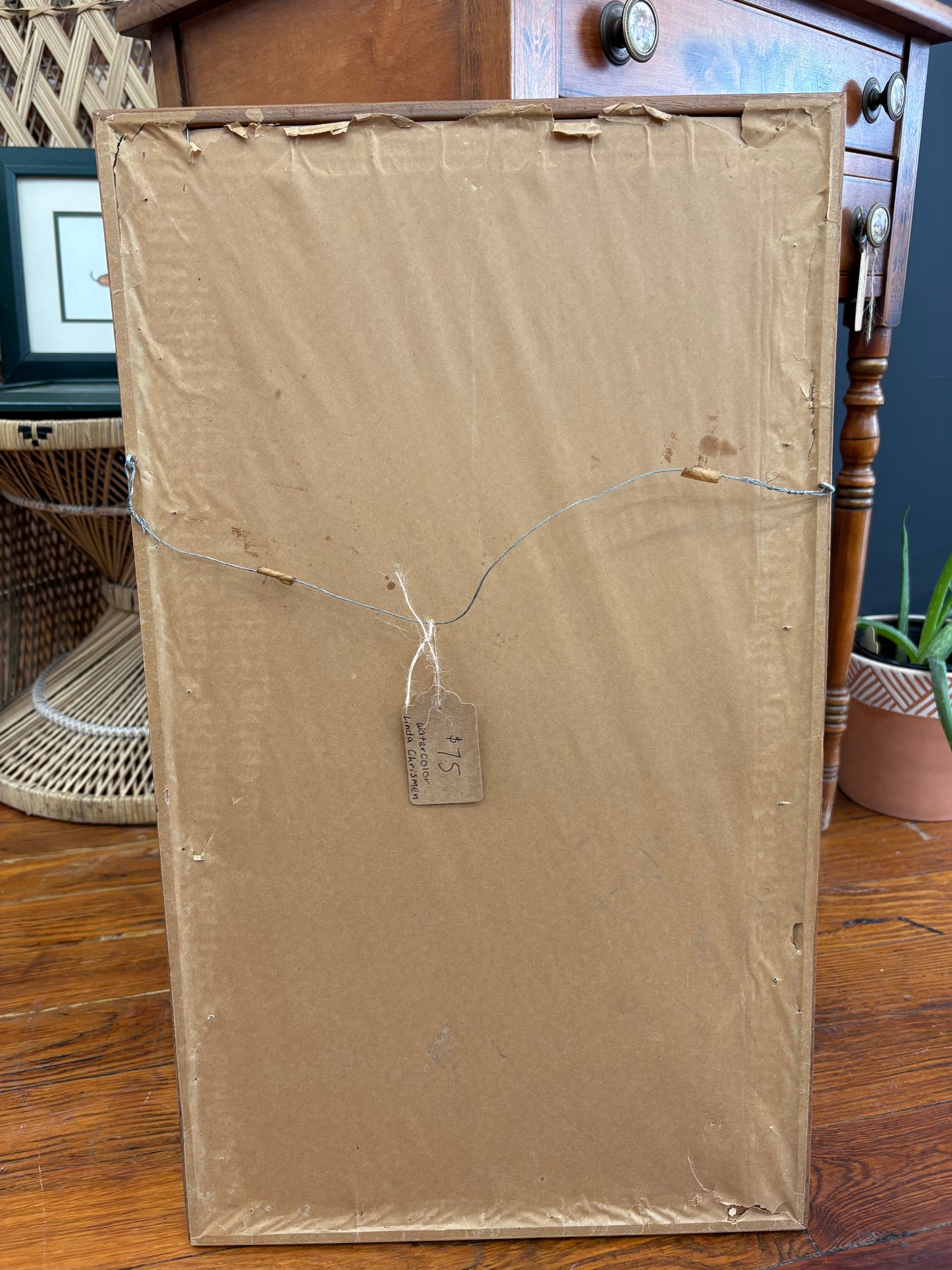 Original Watercolor – Koi, Butterflies & Hibiscus by Linda Chrismen, Framed