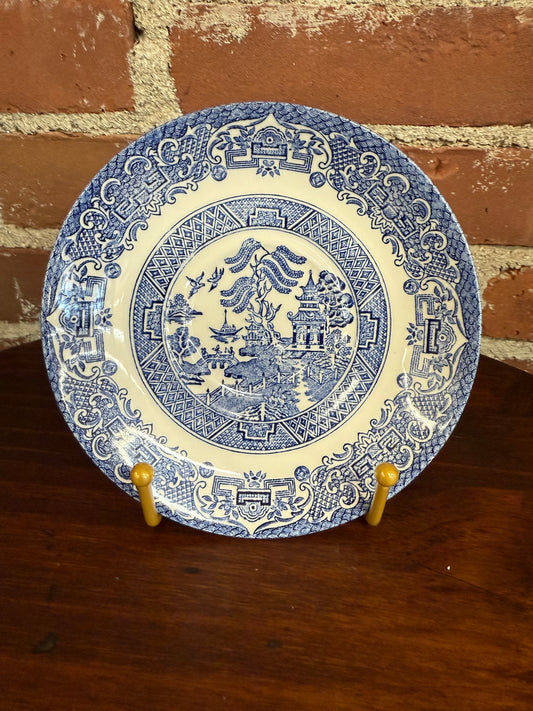 Vintage Blue & White Porcelain Willow Pattern Plate – Ironstone England 5.5”