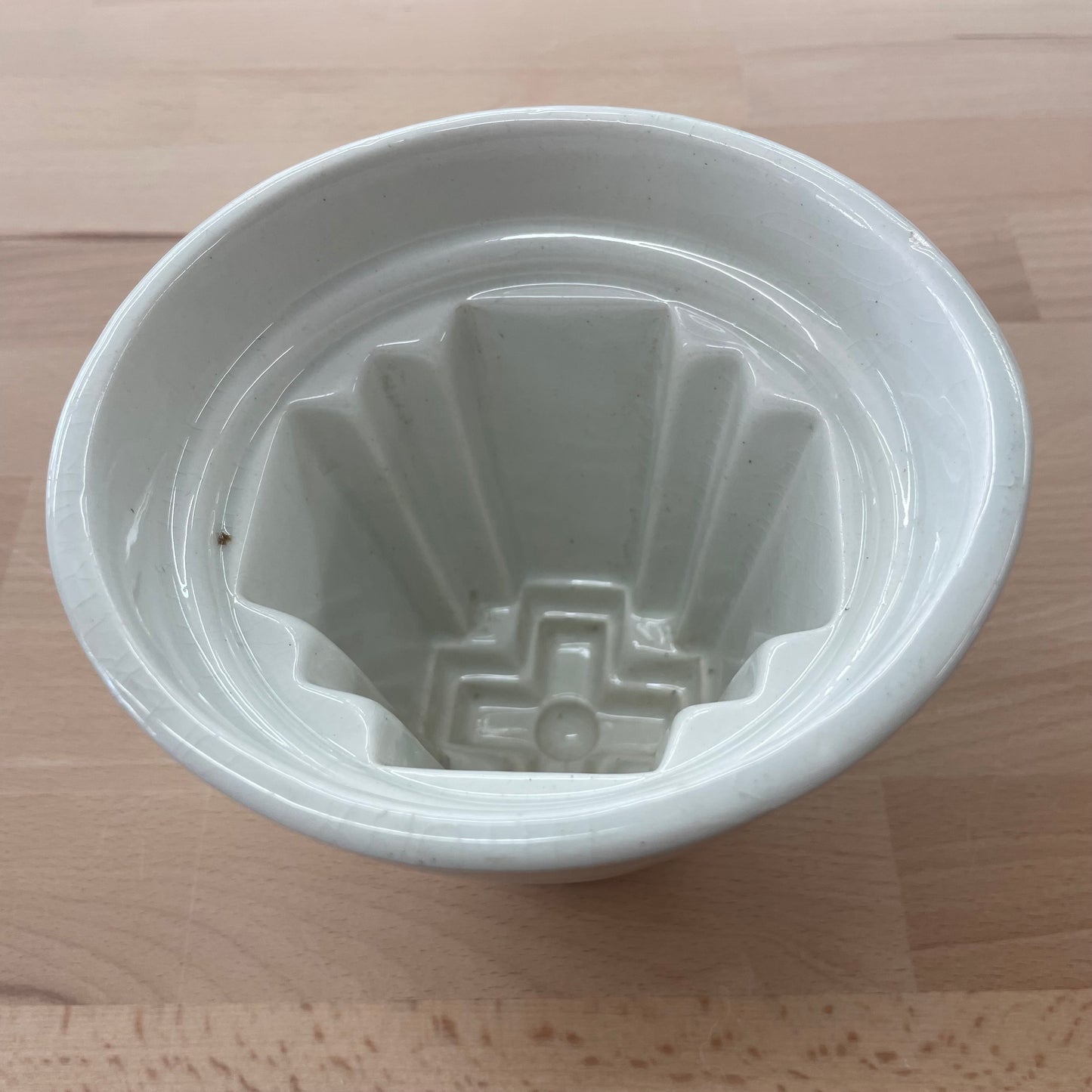 Antique Stoneware Food Mold with Geometric Relief Pattern