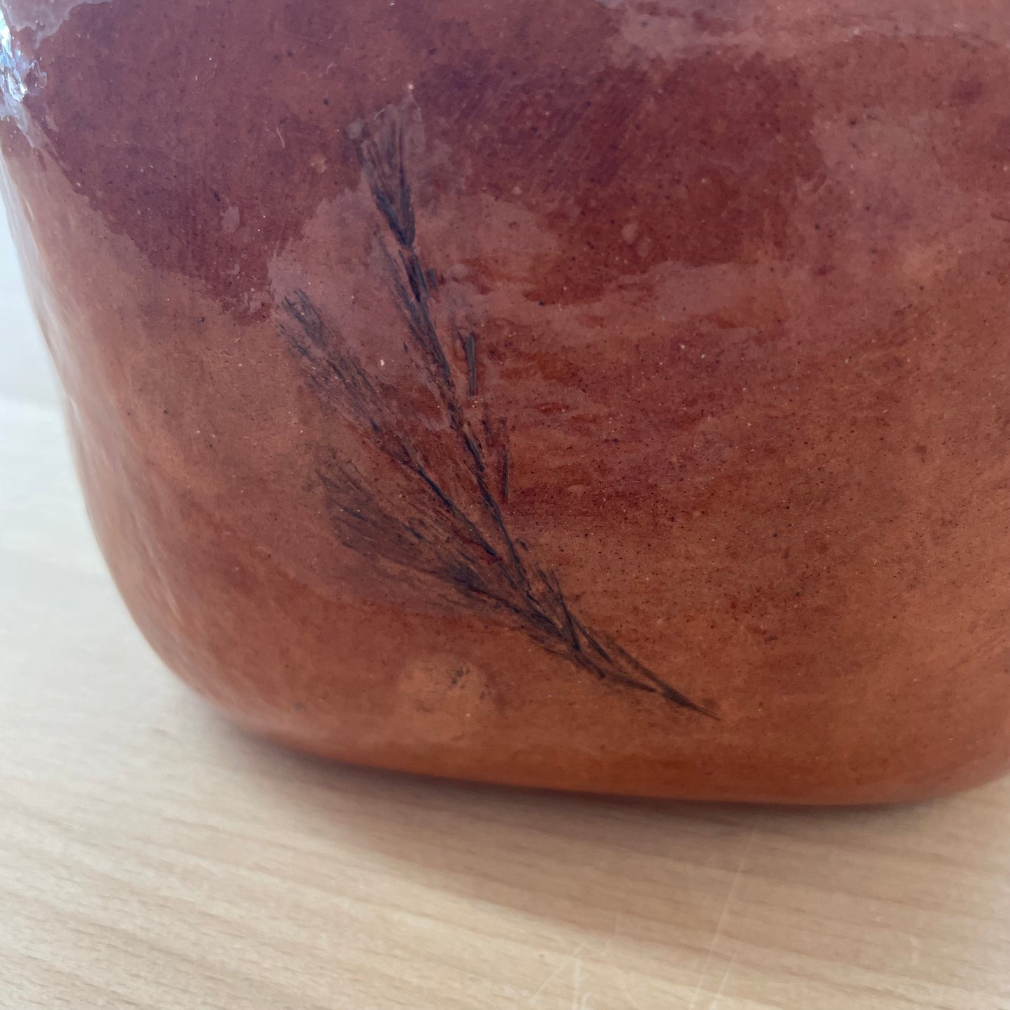Studio Pottery Ikebana Bud Vase with Botanical Imprint & Inscription