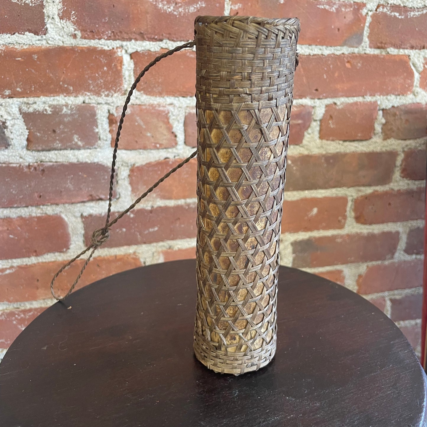 Rare 1920s–40s Japanese Ikebana Woven Bamboo Hanging Basket