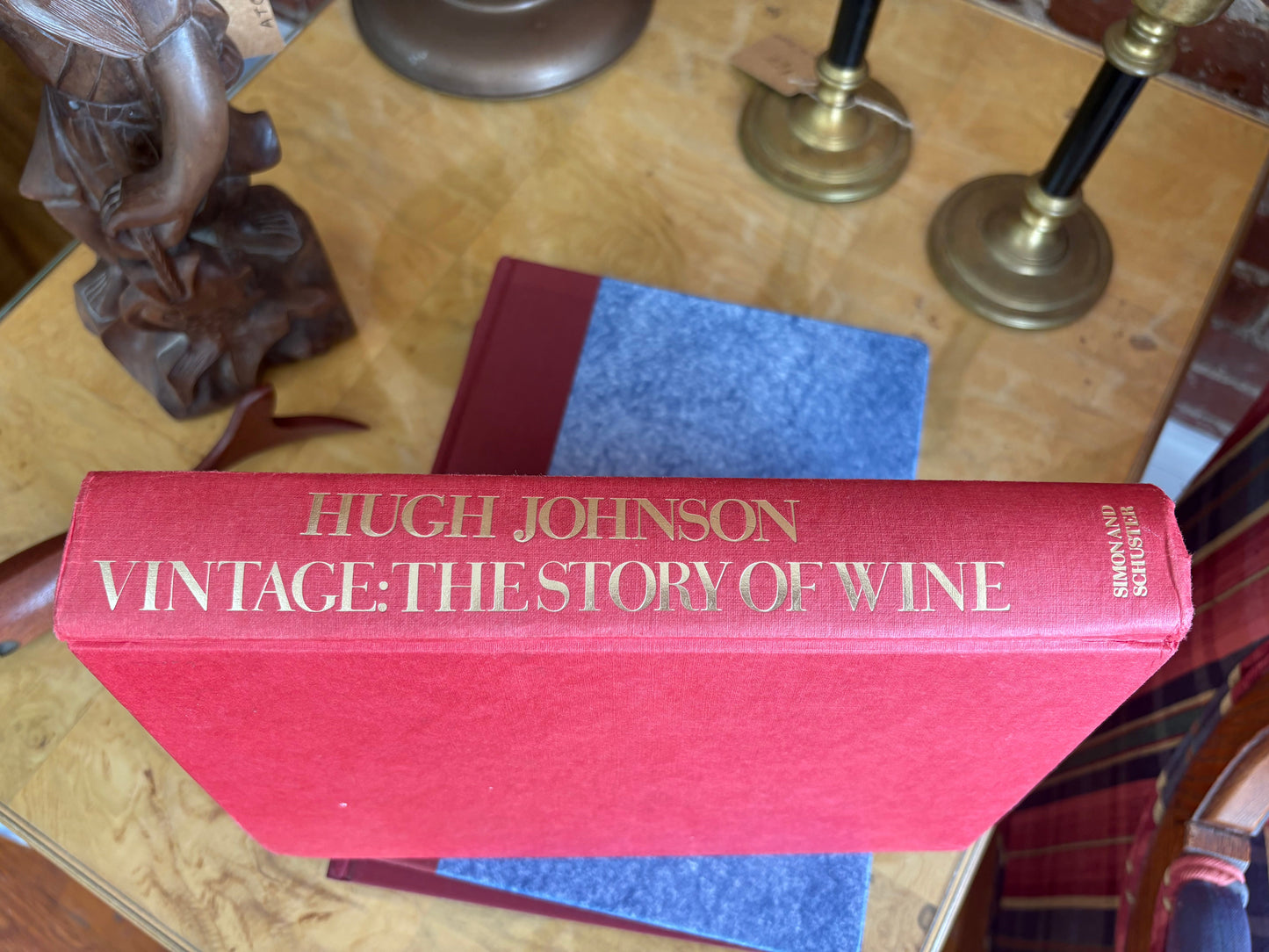 Red Clothbound “Vintage: The Story of Wine” by Hugh Johnson
