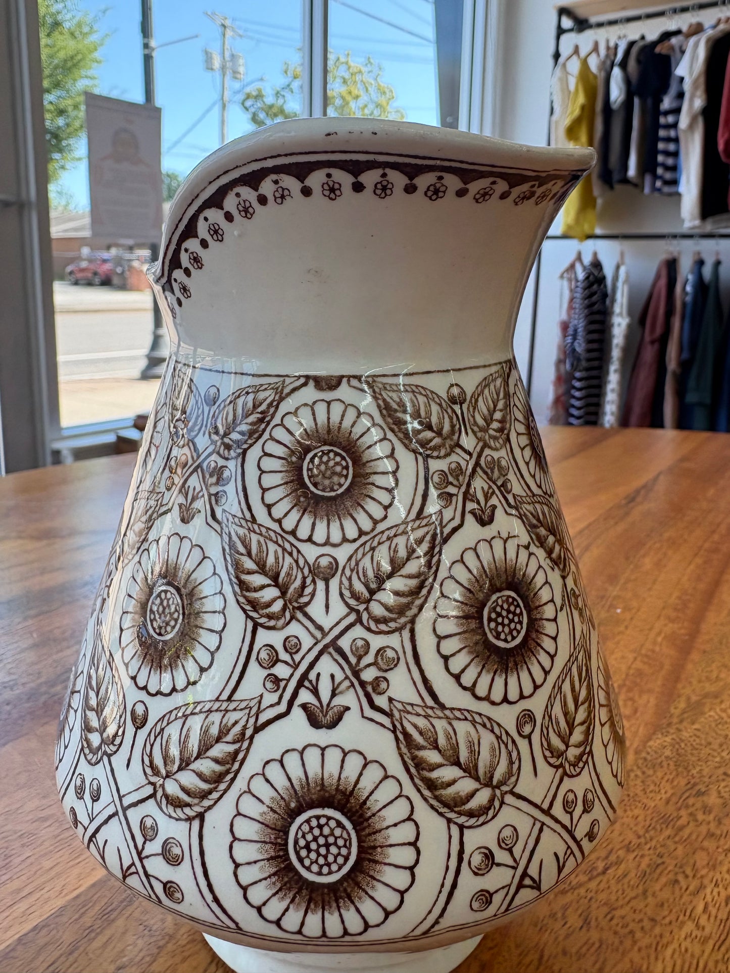 Vintage 1940s Old Hall England Earthenware Pitcher – Cream Glaze Ceramic Jug