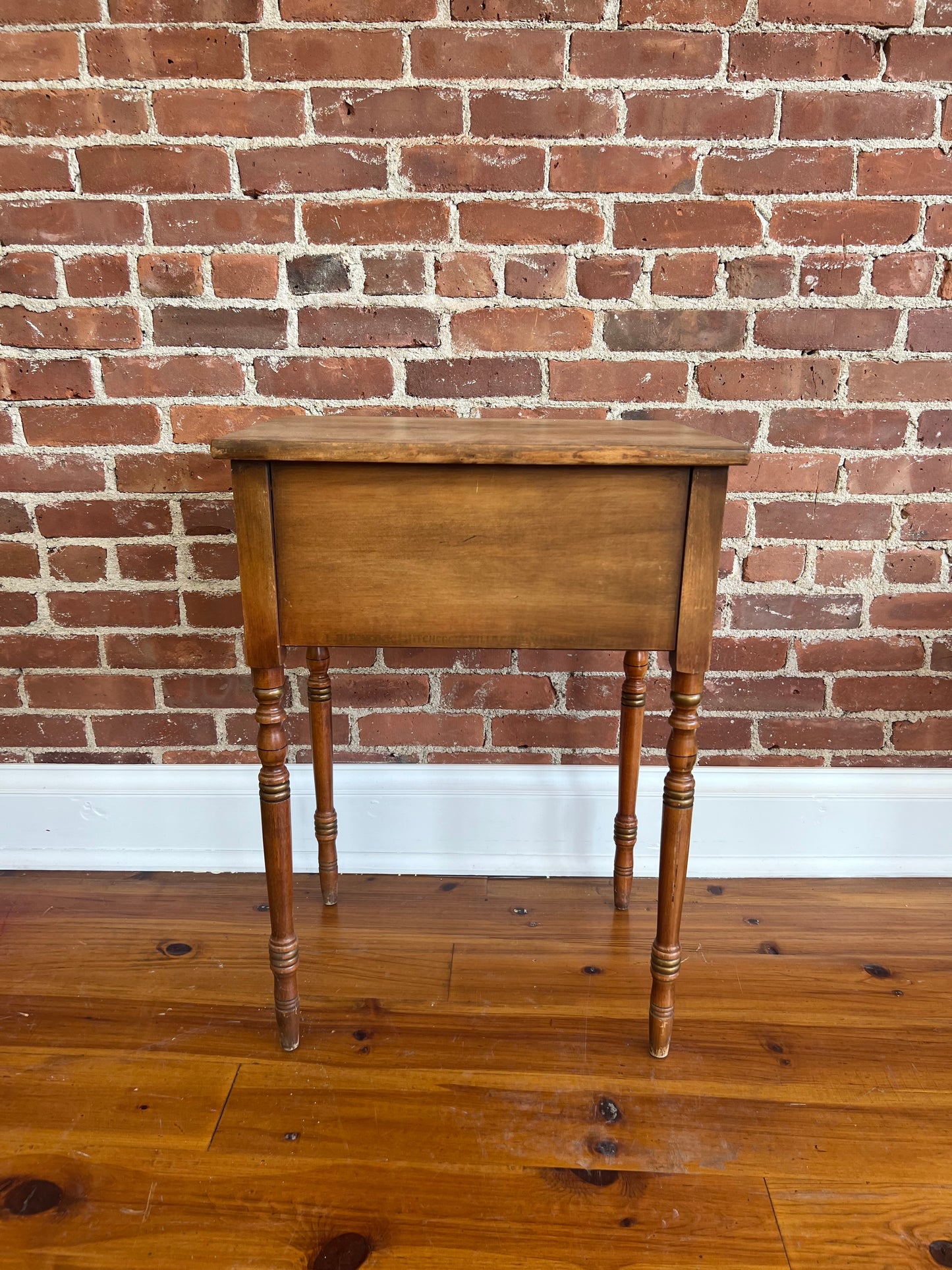 Antique Hitchcock Two-Drawer Side Table with Stenciled Fruit Design