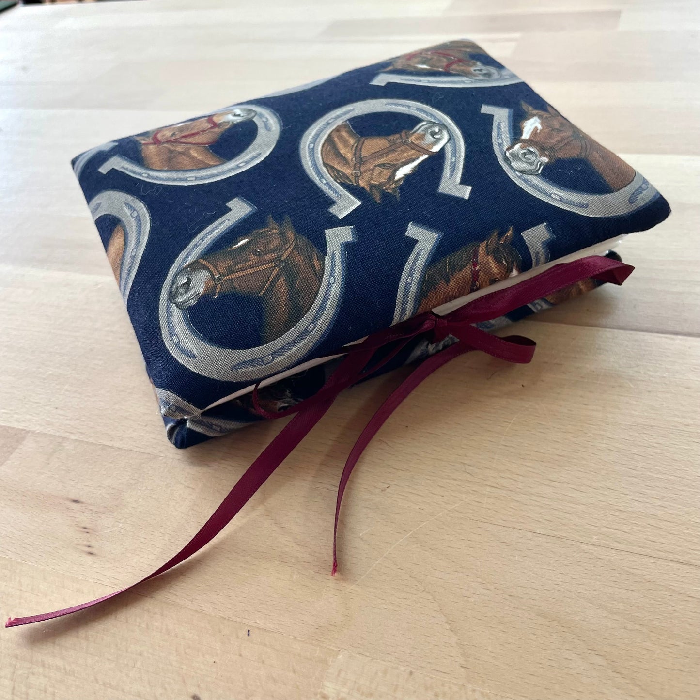Vintage Horse Cloth Fabric Photo Album with Horseshoe Print, Unused