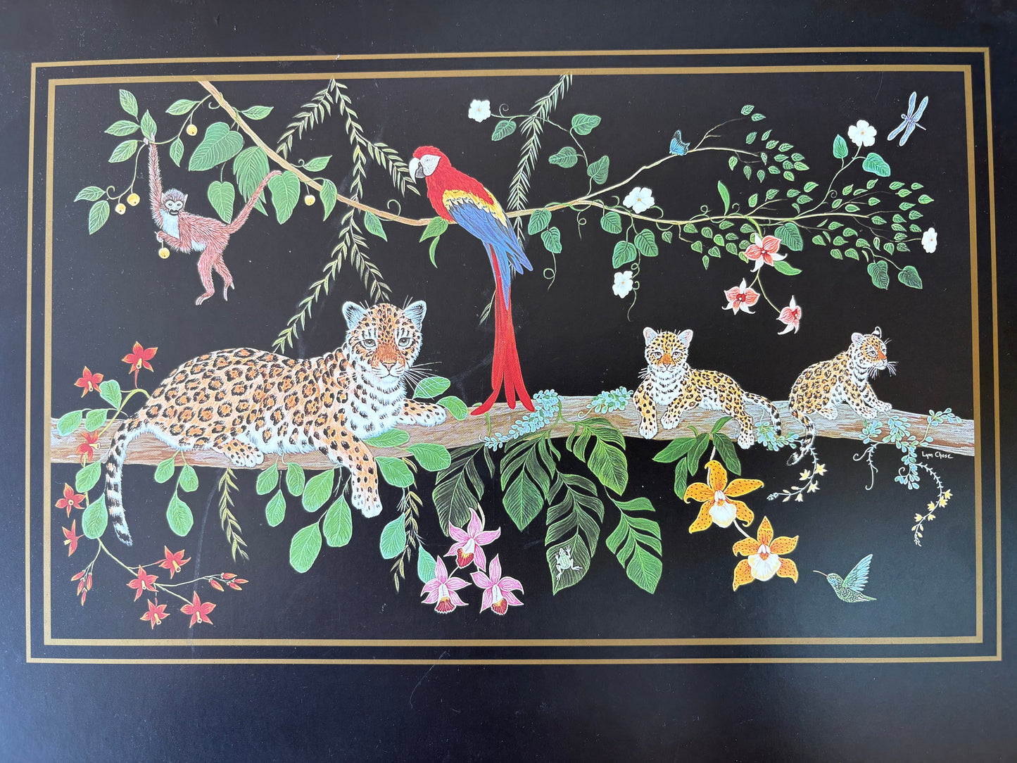 Lady Clare “Jaguar Jungle” Cork-Back Placemats – Lynn Chase Leopards, Set of 3