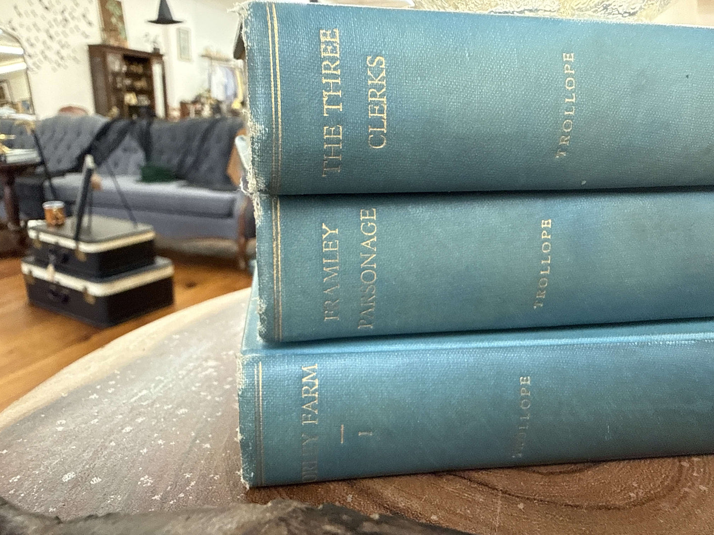Anthony Trollope — Set of 3 Antique Novels, Blue Cloth Boards, Gilt Lettering – photo 2 of 2