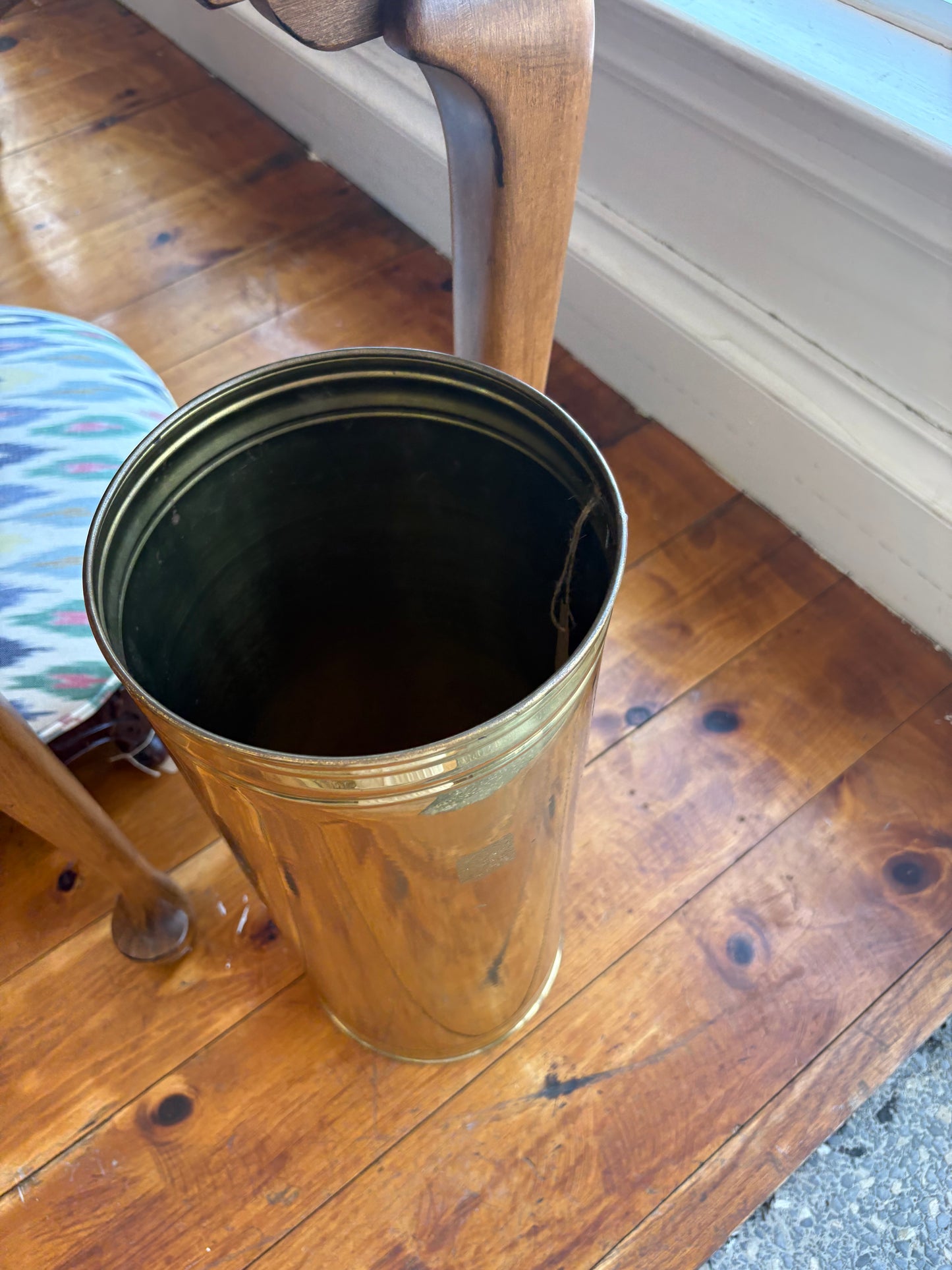 Tall Polished Brass Umbrella Stand – Vintage Entryway Organizer