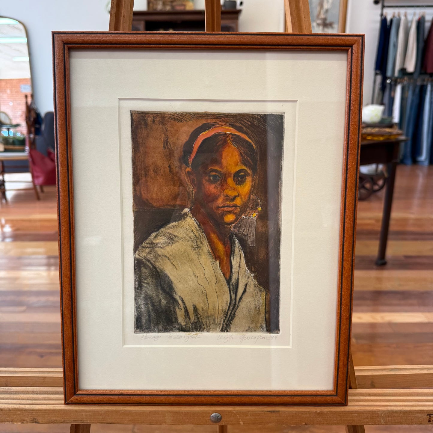 “Homage to Sargent” Signed Mixed Media Portrait by Leigh Gustafson, 1994