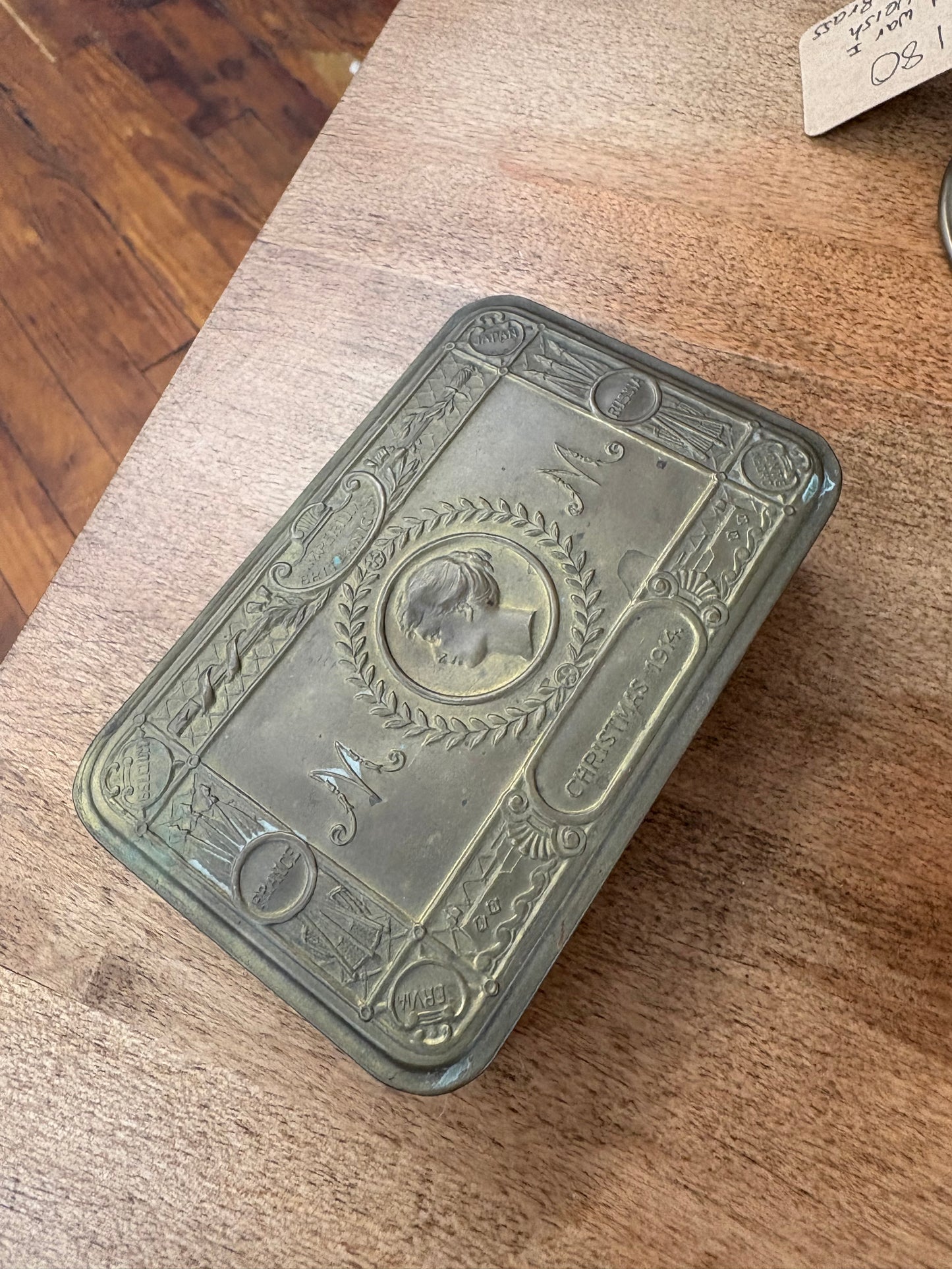 WWI Princess Mary Brass Gift Tin – 1914 Soldiers’ Christmas Box, 5″ × 3.5″