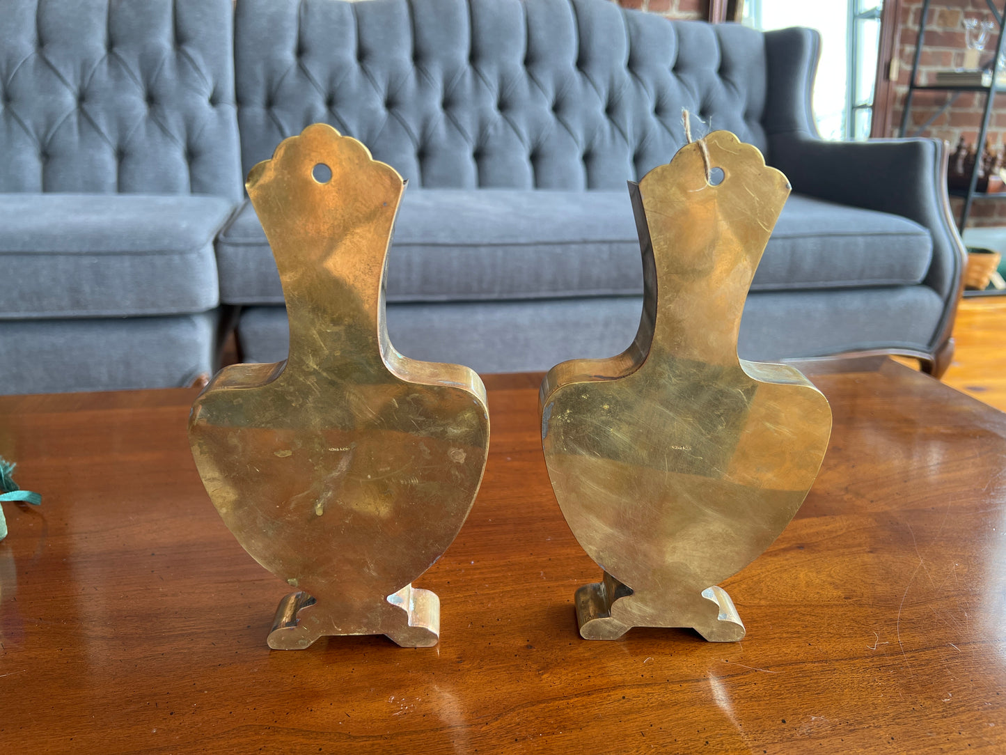Mid-Century Etched Brass Wall Pockets – Pair of Bird & Floral Hanging Vases Hong Kong