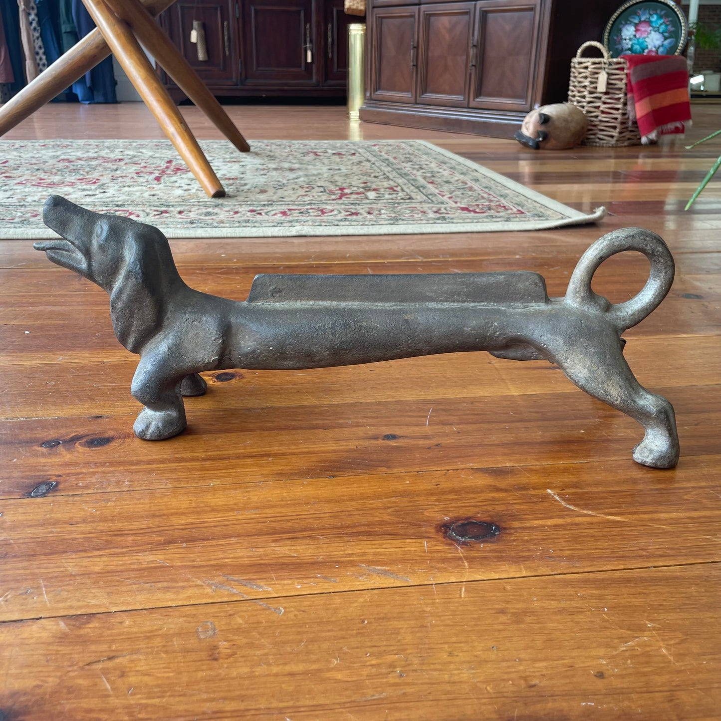 Cast Iron Dachshund Boot Scraper – Early 20th Century Door Stop
