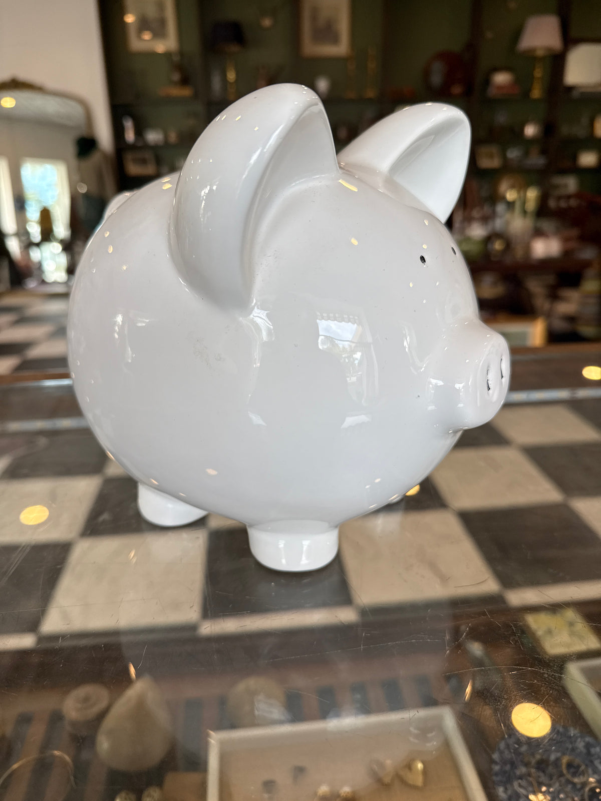 Solid white porcelain piggy bank