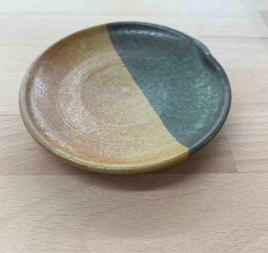 Studio Pottery Trinket Dish – Signed Ceramic Bowl with Two-Tone Glaze