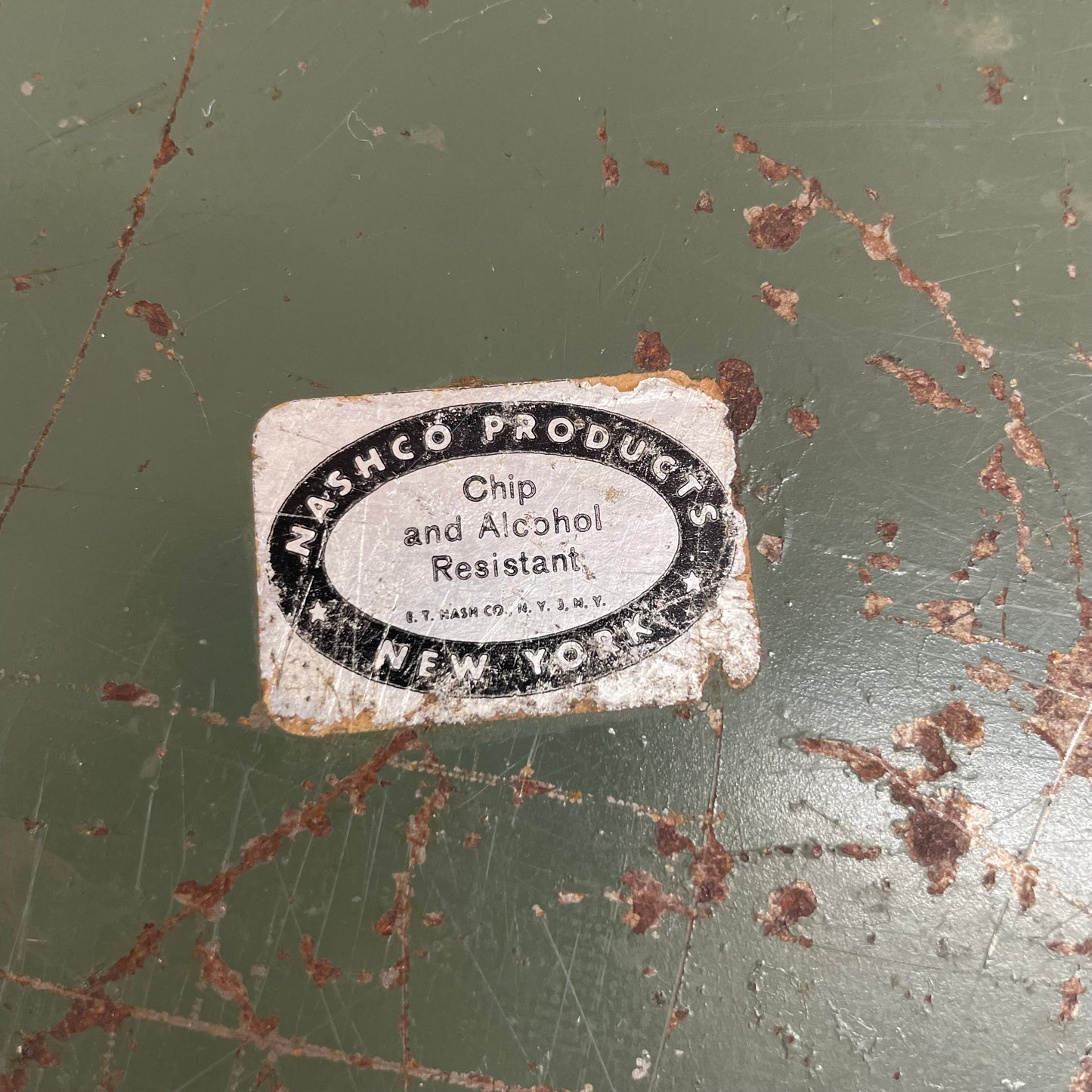 Hand-Painted Nashco Green Tole Tray with Floral Design, 1950s Vintage