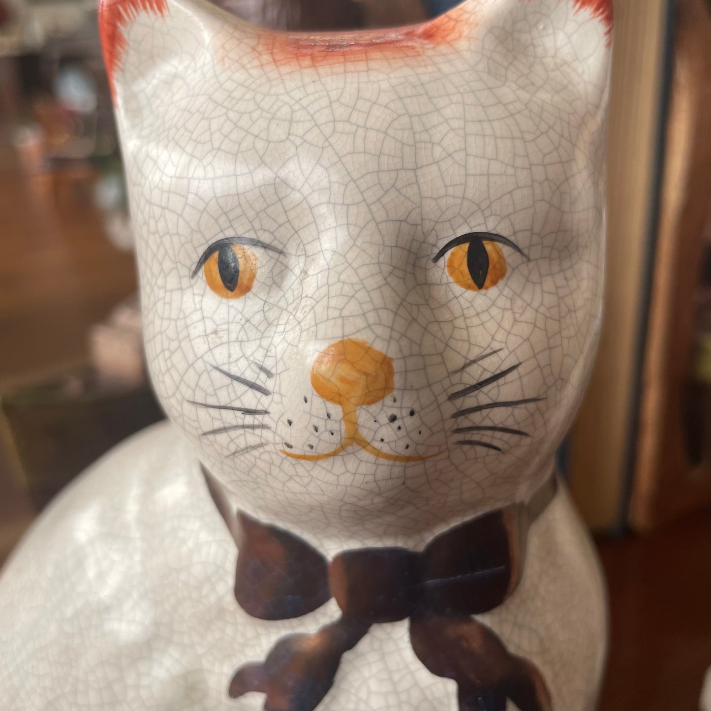 Staffordshire Cat Figurines with Bows – 1970s Collectible Pair