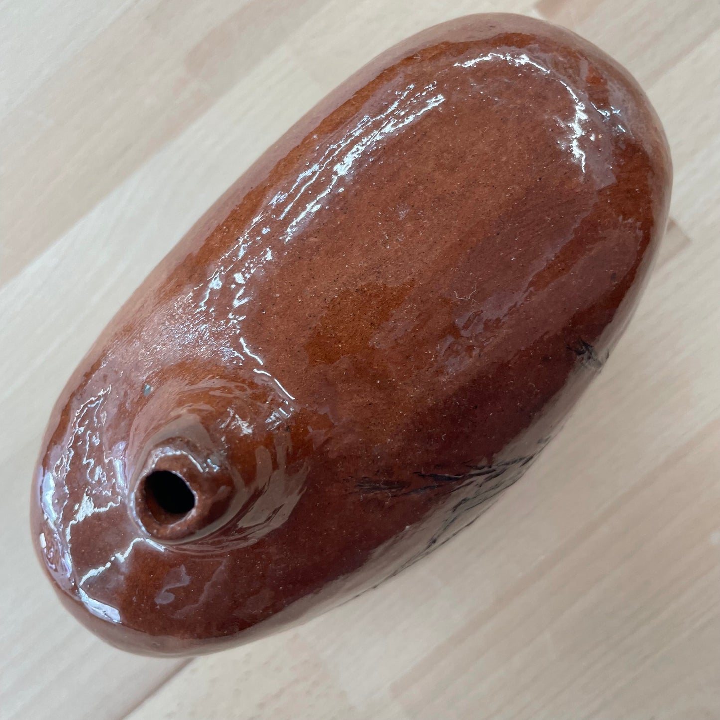 Studio Pottery Ikebana Bud Vase with Botanical Imprint & Inscription