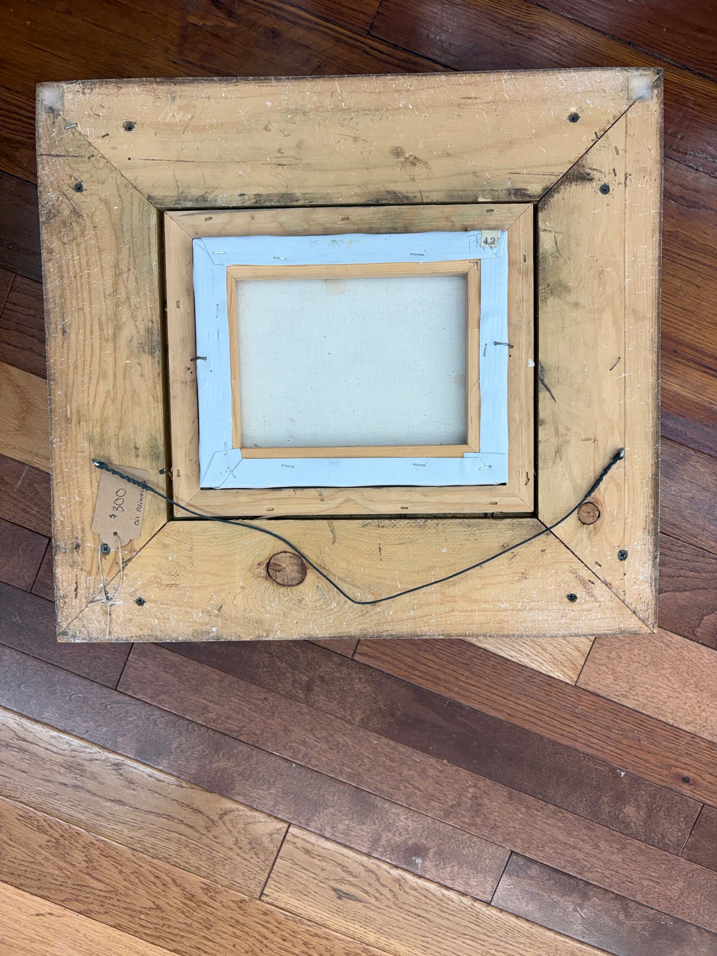 Framed Still-Life Oil – Basket of Red Apples, Ornate Gilt Frame, 20″ × 18″