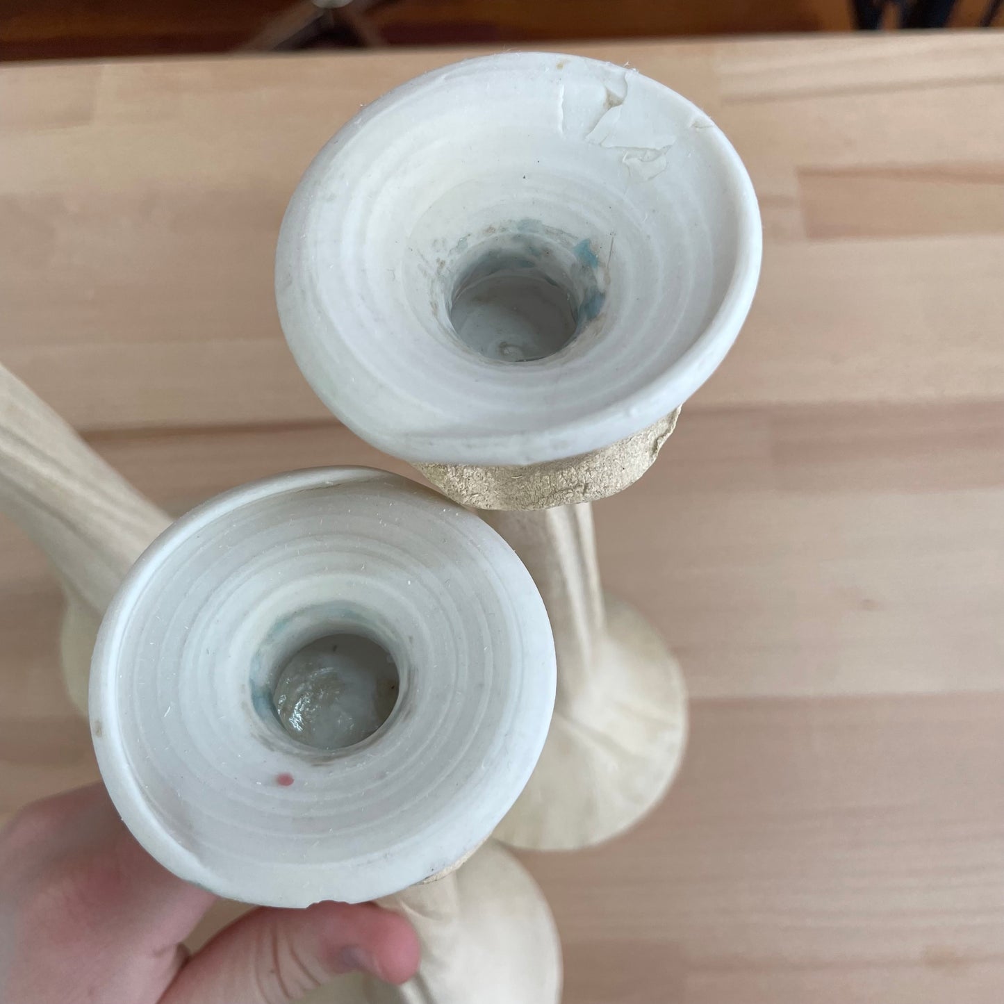 Whimsical Handmade Pottery Candlestick Trio | Sculptural Boho Candle Holders