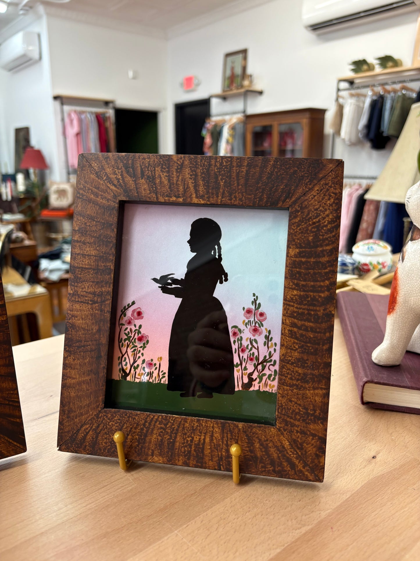 Framed Silhouettes by Carolyn Spears – Boy & Girl Set, Fairfield CT Folk Art